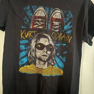 Black Graphic T-Shirt with Kurt Cobain Design